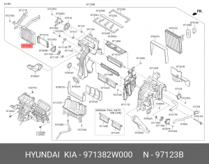 Радиатор отопителя HYUNDAI Santa Fe (12-) OE 971382W000 HYUNDAI KIA
