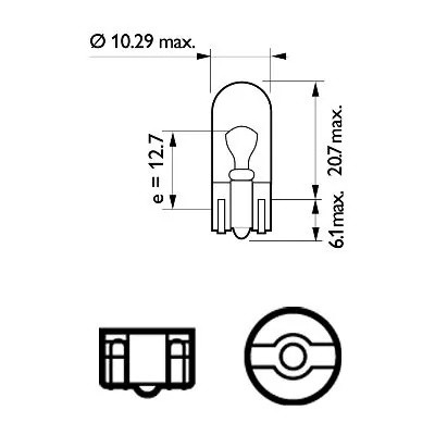 Лампа 12V W5W T10W W2.1x9.5d блистер (2шт.) Long Life Eco Vision PHILIPS 12961LLECOB2 PHILIPS