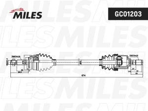 Привод в сборе HYUNDAI SOLARIS II (17-)/KIA RIO (17-) 1.4i 6MT (перед. лев.)  GC GC01203 MILES