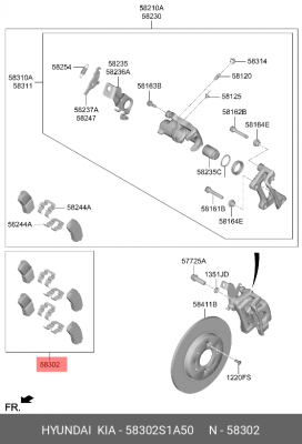 Колодки тормозные HYUNDAI Santa Fe задние (4шт.) OE 58302S1A50 HYUNDAI KIA