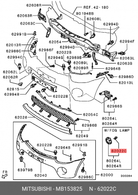 клипса решетки радиатора!\Mitsubishi Colt/Lancer 1.3-1.8 88-95 MB153825 MITSUBISHI