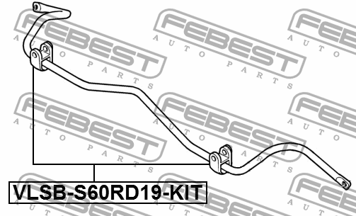 Втулка стабилизатора задняя VOLVO S60 01-09, S80 99-06 (компл 2шт) VLSB-S60RD19- VLSB-S60RD19-KIT FEBEST