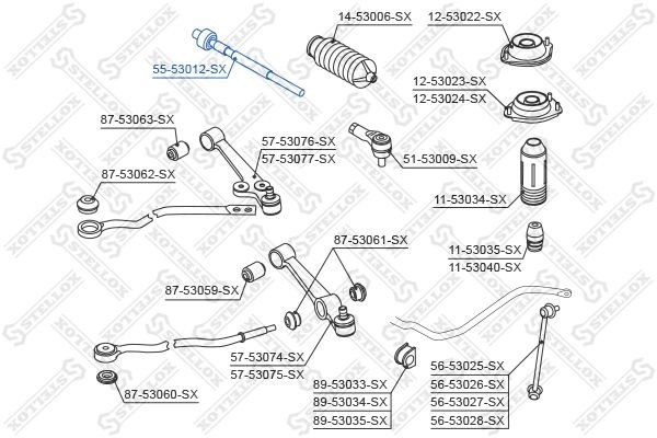 тяга рулевая! без г/у\ KIA Rio 00> 55-53012-SX STELLOX