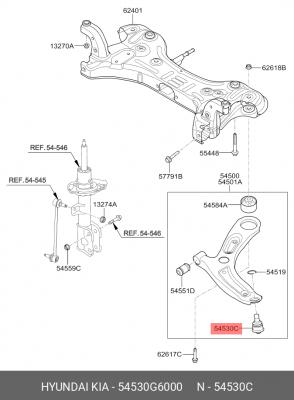 Опора шаровая KIA Picanto (17-) передняя левая/правая (1шт.) OE 54530G6000 HYUNDAI KIA