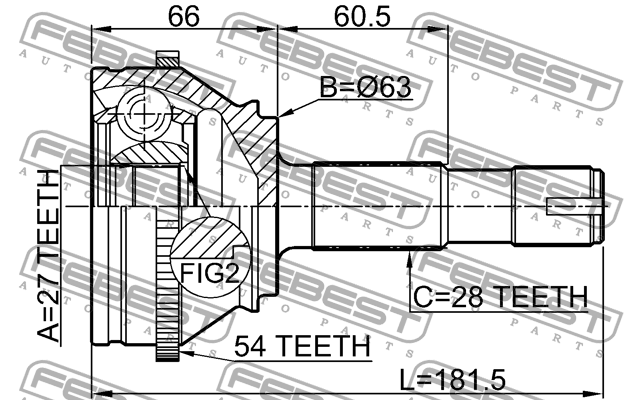 ШРУС внешний FIAT DUCATO 2006- 2810-DUCA54 2810-DUCA54 FEBEST