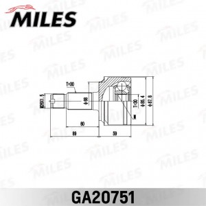 ШРУС наружный HONDA ACCORD TOURER CW# 2008-2012 GA20751 GA20751 MILES