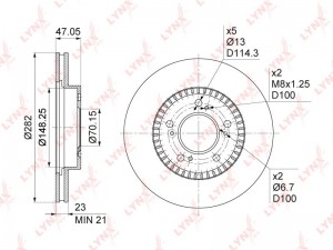 Диск тормозной передний (282x23) BN-1037 LYNXAUTO