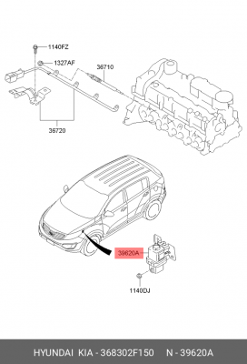 Реле KIA Sportage (10-) (TCI) свечей накаливания OE 368302F150 HYUNDAI KIA