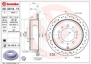 Диск тормозной 09.D618.1X 09D6181X BREMBO