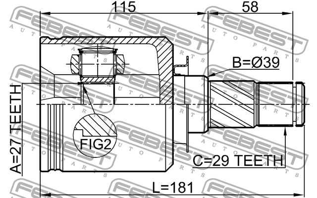 ШРУС 0211-J32LH 0211-J32LH FEBEST