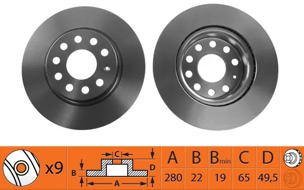 Диск тормозной передний AUDI A3 03-/SKODA OCTAVIA/VW GOLF V/VI/JETTA III BR33130 BR33130T SB NAGAMOCHI