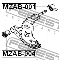 Сайлентблок рычага передний MAZDA 626 GE 1991-1997 MZAB-004 MZAB-004 FEBEST