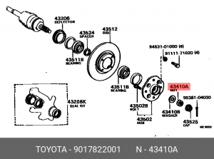 Гайка ступицы 90178-22001 90178-22001 TOYOTA