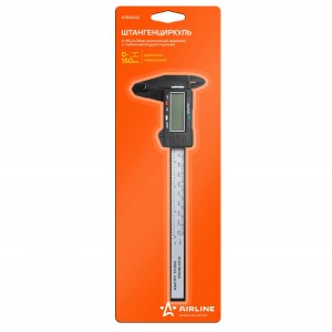 Штангенциркуль 150 мм "AIRLINE" (цифровой шаг 0.1 мм, пластик. Глубиномер) блист ATBQ002 AIRLINE