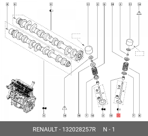 Клапан выпускной RENAULT Logan (комплект 8шт.) OE 132028257R RENAULT