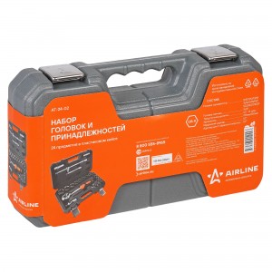 Набор головок и принадлежностей 1/2 24 предмета, пласт.кейс (AT-24-02) AT-24-02 AIRLINE