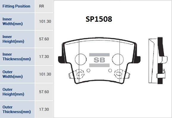 Колодки тормозные CHRYSLER 300C (04-) задние (4шт.) SANGSIN SP1508 SANGSIN