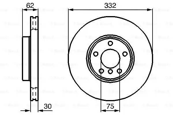 Диск тормозной BMW X5 (E53) (3.0/4.4),X3 (E83) (3.0) передний (1шт.) BOSCH 0 986 478 974 BOSCH