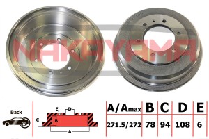 Барабан тормозной MITSUBISHI L 200L 400 SPACE GEAR 96-07 (270x6) Q4996 Q4996 NAKAYAMA