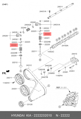 Тарелка клапана HYUNDAI Porter дв.D4BF впускного/выпуского OE 2222232010 HYUNDAI KIA