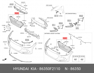 Решетка радиатора HYUNDAI Elantra (16-) OE 86350F2110 HYUNDAI KIA