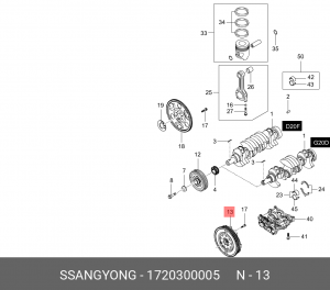 Маховик SSANGYONG Actyon (12-) (G20) (M/T) OE 1720300005 SSANG YONG