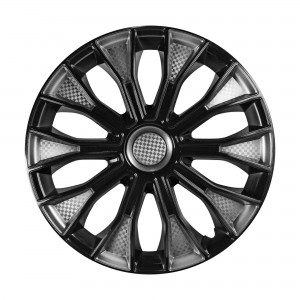 Колпаки колесные декоративные R14 серебро/черный/карбон "AIRLINE" Волтек Т (2 шт AWCC-14-18 AIRLINE