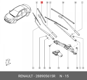 щетка плоская правая! 400\ Renault Fluence 288905615R RENAULT