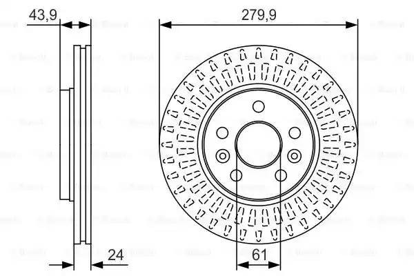 Диск торм. пер. вент.D=280мм.  2шт 0 986 479 S66 BOSCH