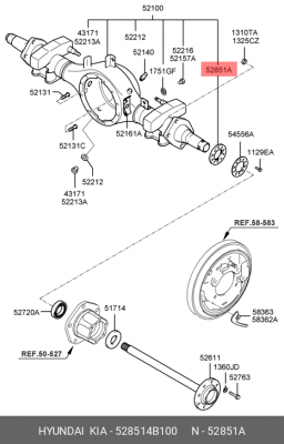 Гайка HYUNDAI Porter ступицы задней OE 528514B100 HYUNDAI KIA