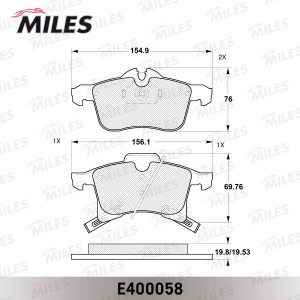 Колодки тормозные передние (без датчика) (Смесь Low-Metallic) OPEL ASTRA G/H/ZAF E400058 MILES