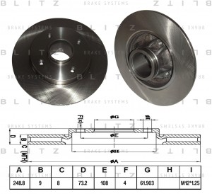 Диск тормозной задний CITROEN C4 08Peugeot 308 07 BS0260 BS0260 BLITZ
