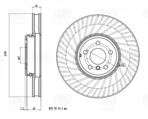 Диск торм. для а/м BMW 3 (G20) (18-)/5 (G30) (16-) перед. d=348 лев. (двухсост/о DF 009SP TRIALLI