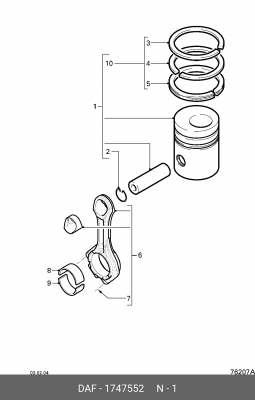 Поршнекомплект MX (2006 - ...); CF85IV/XF105 ; 1747552 DAF