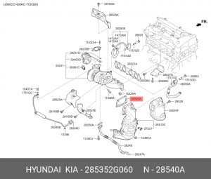 Прокладка коллектора KIA Optima (16-) выпускного OE 285352G060 HYUNDAI KIA