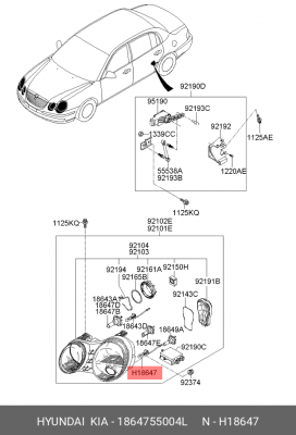 Лампа фары H3 (12В, 55ВТ) "12336 LL H3 PHILIPS" /дилерский оригинал, ввезен до 2 1864755004L HYUNDAI KIA