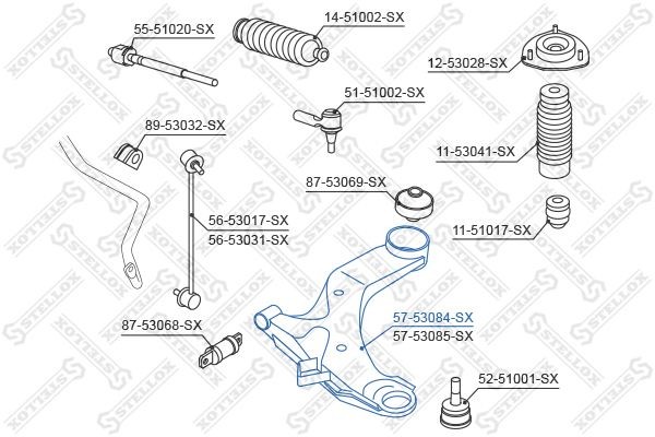 рычаг левый!\ KIA Cerato 04> 5753084SX STELLOX