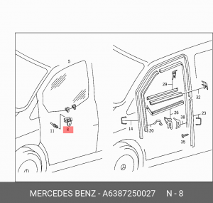 КРОНШТЕЙН СТЕКЛА ДВЕРИ 6387250027 A 638 725 00 27 MERCEDES BENZ