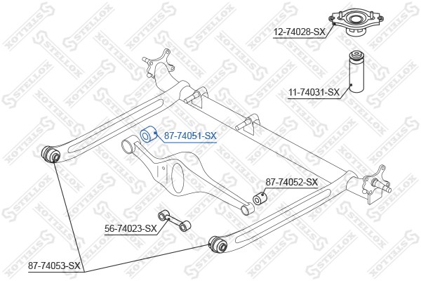 сайлентблок зад. попереч. тяги!\Nissan Almera N15 95-00/ Primera P11/WP11 95> 87-74051-SX STELLOX