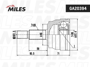 ШРУС наружный RENAULT MASTER 1.9D-2.8D 98- (GKN 303437) GA20394 GA20394 MILES