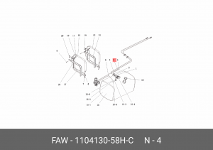Трубка топливная обратки 6*6 1104130-58H-C FAW