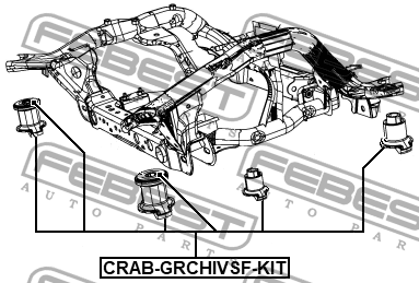 Сайлентблок подрамника JEEP GRAND CHEROKEE 05-15 (компл-4шт) CRAB-GRCHIVSF-KIT CRAB-GRCHIVSF-KIT FEBEST