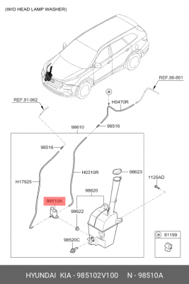 Насос омывателя HYUNDAI Santa Fe (12-) заднего OE 985102V100 HYUNDAI KIA