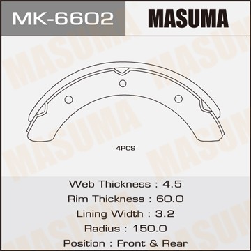 колодки барабанные!\ Fuso (Mitsubishi Trucks) Canter 85-02 MK6602 MASUMA