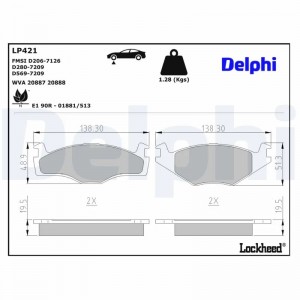LP421 колодки дисковые п.\ VW Golf1.4-1.8/1.6-1.9TD 83-95/Passat 82-88 LP421 DELPHI