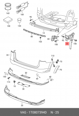 (8 ГР.), (VW), НАПРАВЛЯЮЩИЙ ПРОФИЛЬ 1T0 807 394 D VAG