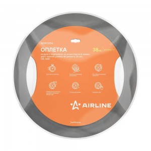 Оплетка руля (M) 37-39см с подогревом 12V замша черная AIRLINE ADWO006 AIRLINE
