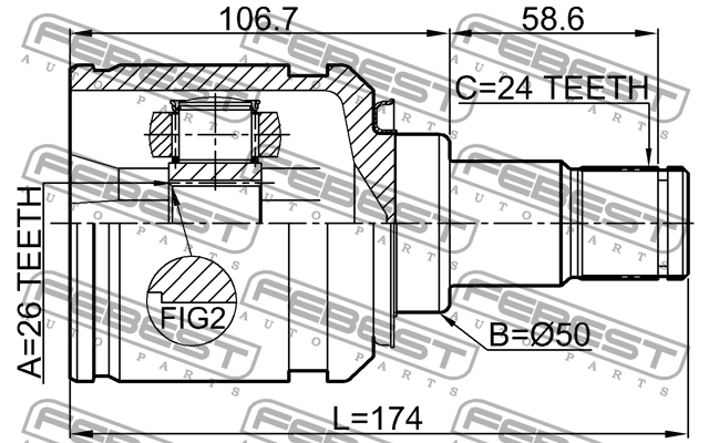ШРУС внутр левый (26x50x24) TOYOTA CAMRY ACV3#/MCV3# 2001-2006 0111-AGV10LH 0111-AGV10LH FEBEST