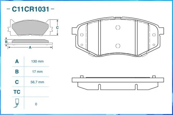 Тормозные колодки передние Low Metallic C11CR1031 C11CR1031 CWORKS