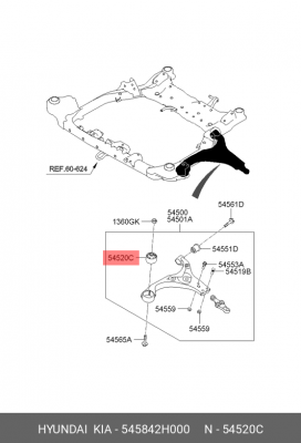 Сайлентблок переднего рычага, передний HYUNDAI/KIA 54584-2H000 545842H000 HYUNDAI KIA